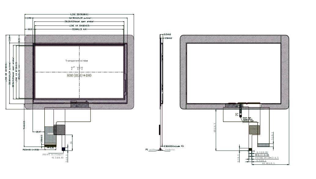Mechanical Drawing - 4D LCD 43480272 4.3